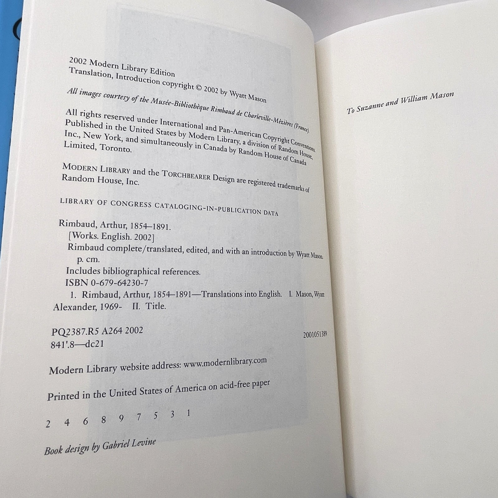 Arthur Rimbaud Complete Modern Library 2002 HC DJ Ist Ed Wyatt Mason Translation