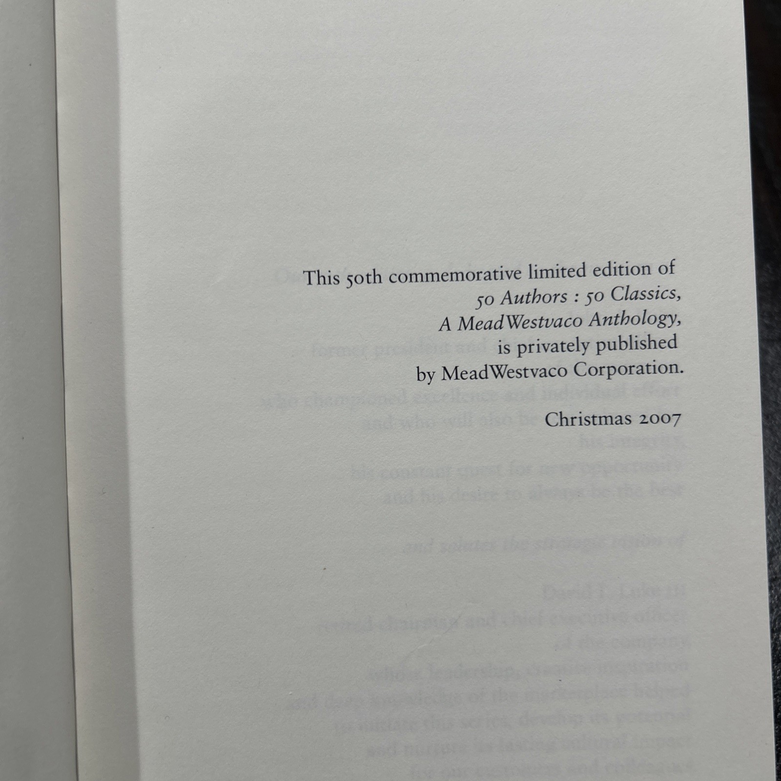 A MeadWestvaco Anthology 50 Books – 50 Authors : Private Publication (2007)