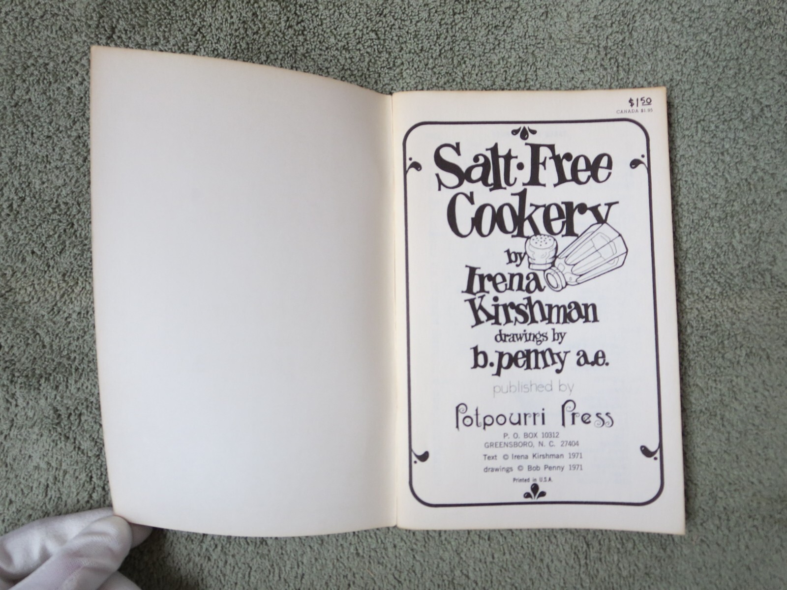 VINTAGE: 1971 Salt-Free Cookery Cookbook