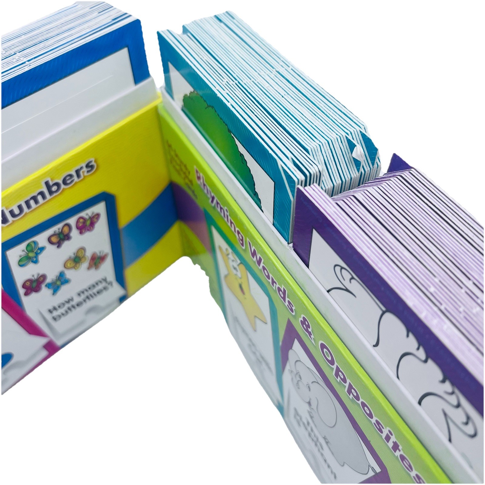 Flash Cards Alphabet & Numbers, Rhyming Words & Opposites 64 Two Sided Cards
