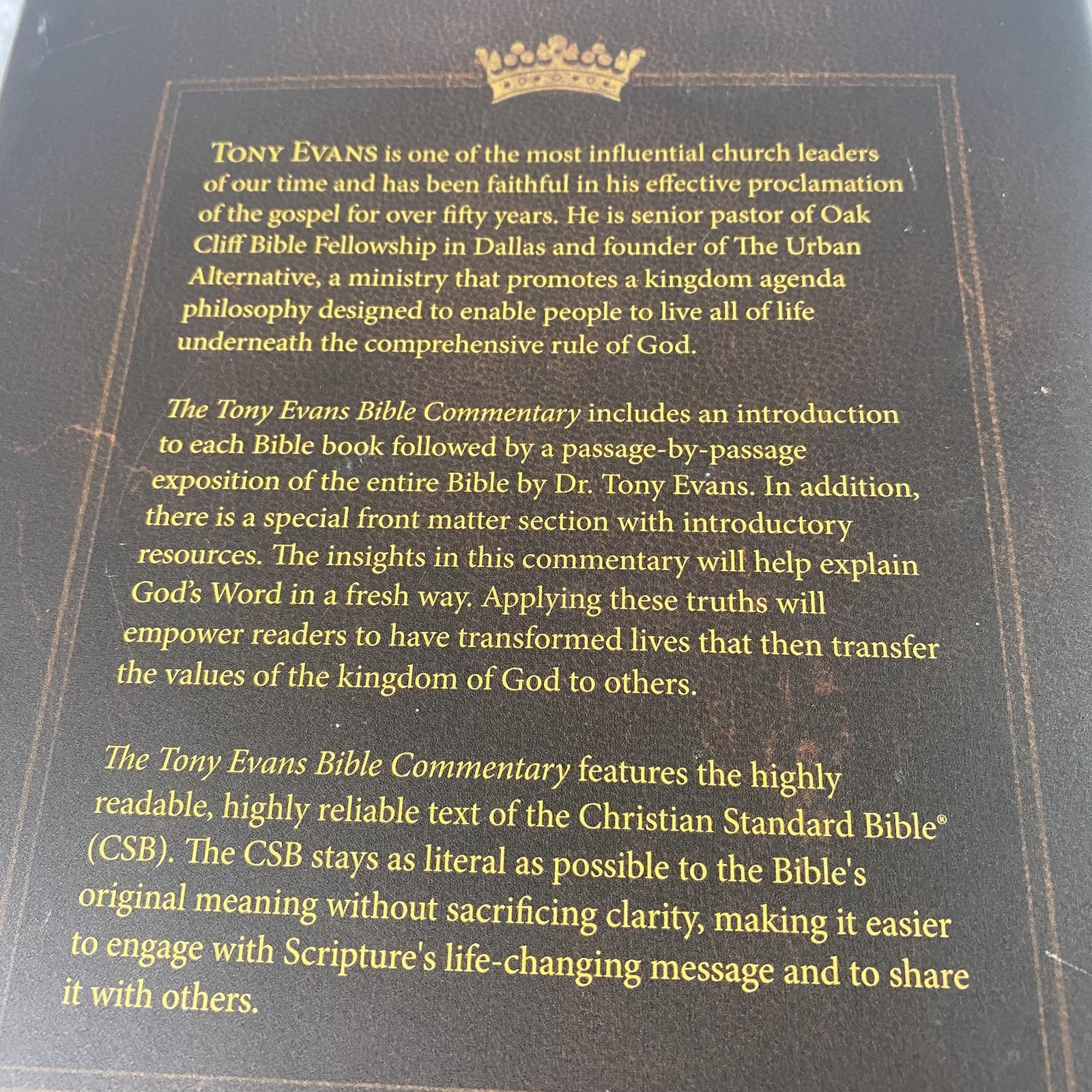 The Tony Evans Bible Commentary Tony Evans Hardcover Holman CSB Printed USA