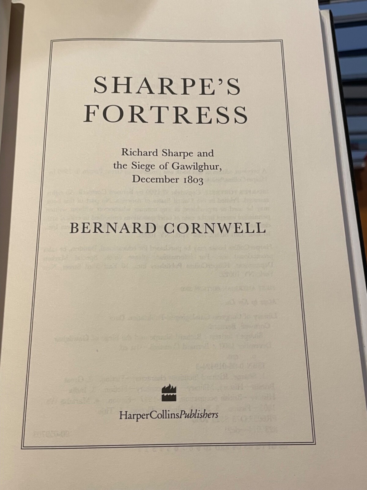 Sharpe’s Fortress: India 1803 by Bernard Cornwell – First Edition NearFine
