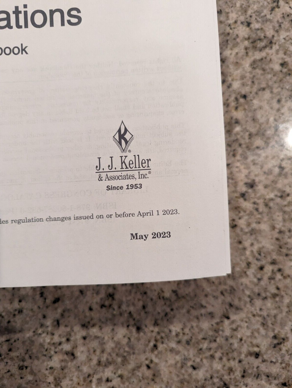 FEDERAL MOTOR CARRIER SAFETY REGULATIONS HANDBOOK (017H) By J. J. Keller. 05/23