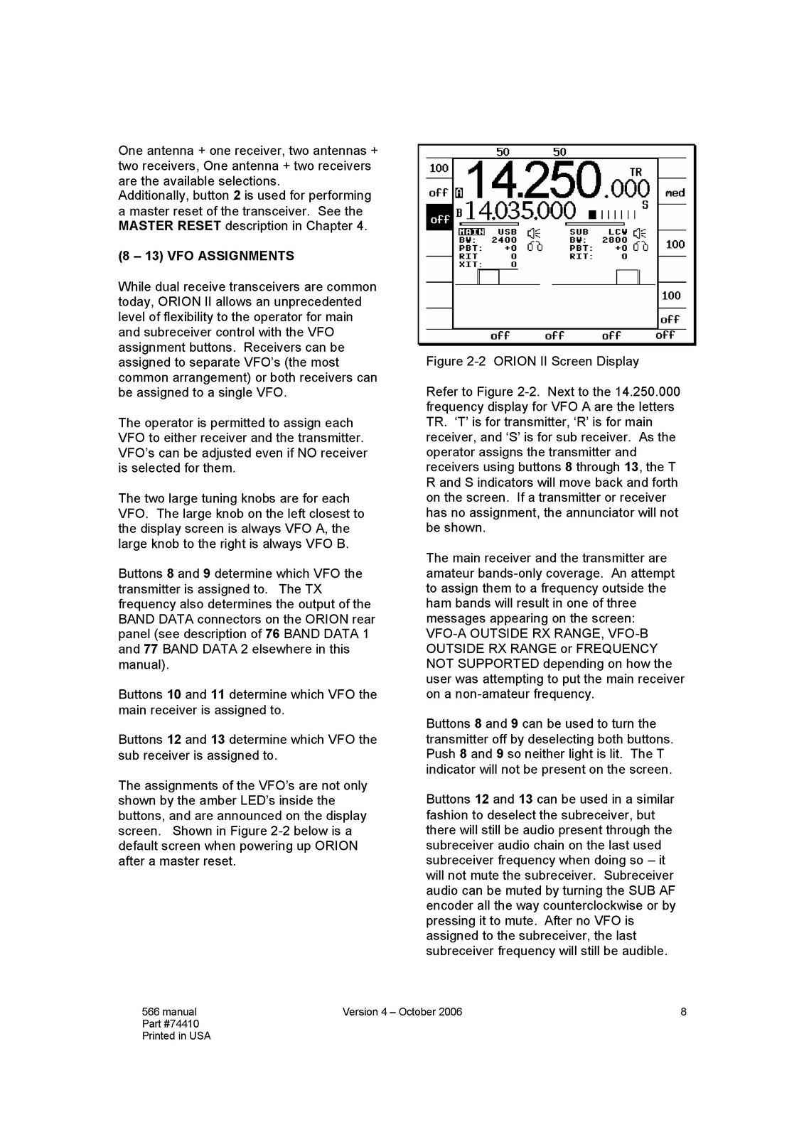 TEN TEC Orion 2 Model 566 Radio Transceiver Operators Manual – WIRE CLOSURE