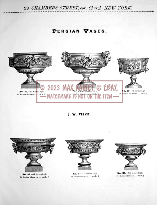 J W Fiske (1865) Ornamental Iron Vases Fountains Statues Catalog * Garden Pieces
