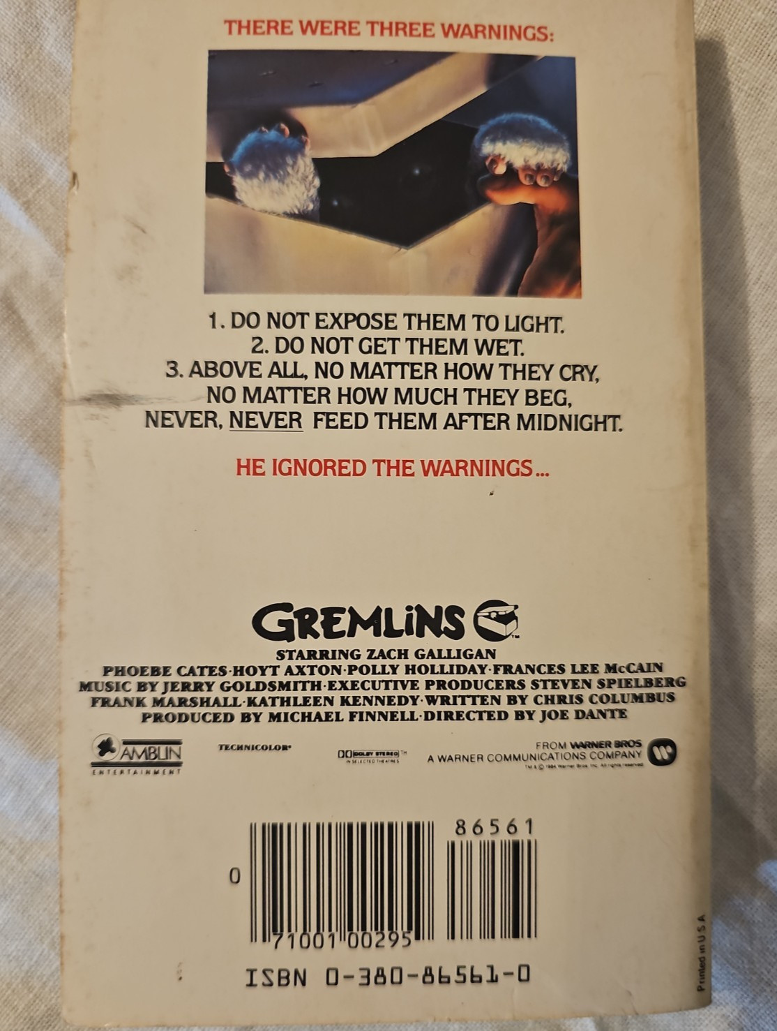Vintage Gremlins Book by George Gipe Steven Spielberg Avon Illustrated Photos