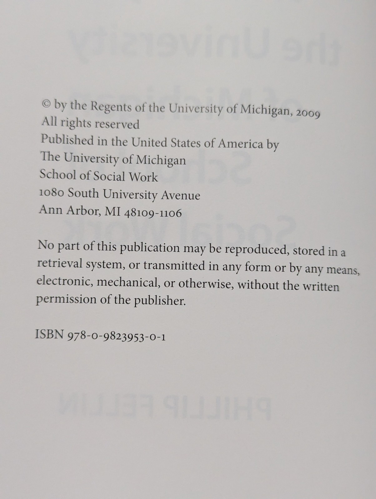 A History of the University of Michigan School of Social Work HB Phillip Fellin