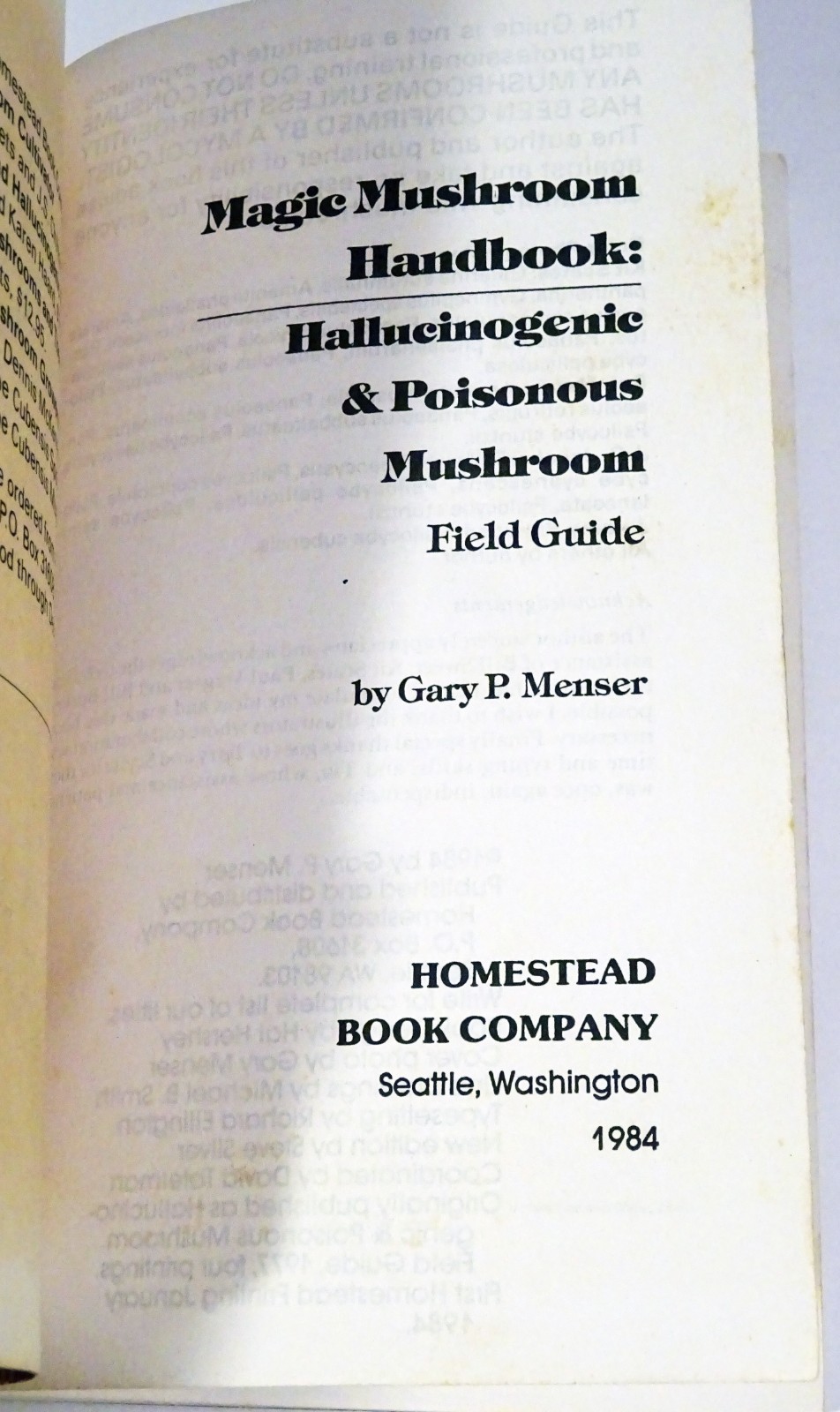 1984 MAGIC MUSHROOM HANDBOOK: Hallucinogenic & Poisonous Mushroom FIELD GUIDE