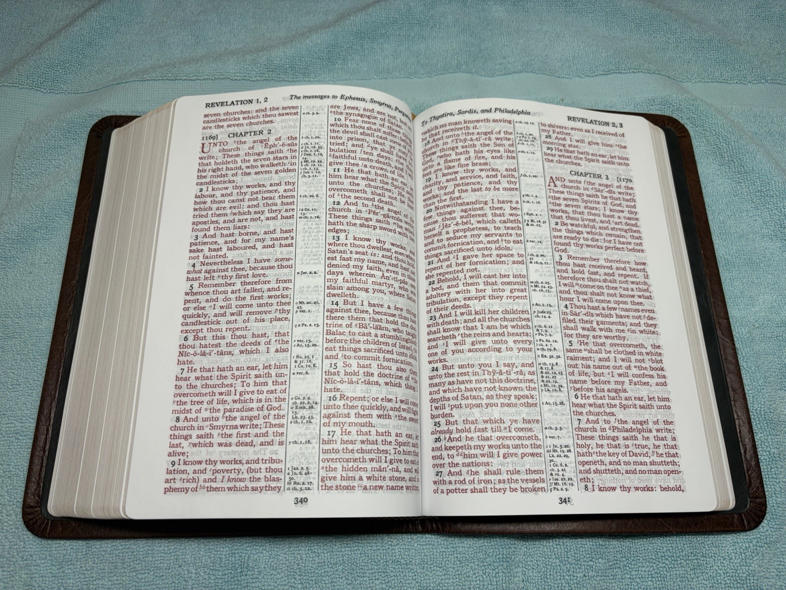 CBP Large Print Readers Ref Bible Milk Chocolate Water Buffalo Leather KJV USA