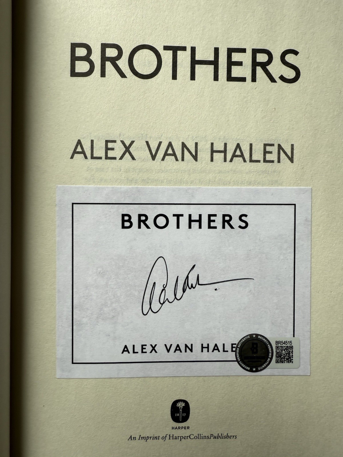 SIGNED by Alex Van Halen Brothers 1st Ed, 1st Printing Beckett Authenicated