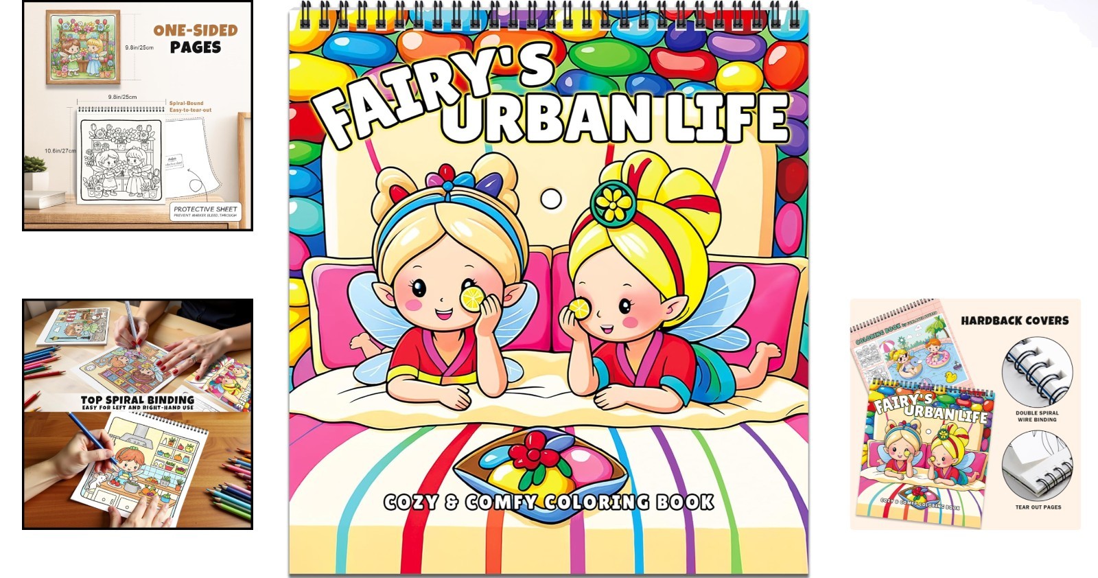 Mindfulness Coloring Book for All Ages | 32 Pages of Fairy Scenes, Spiral-Bound