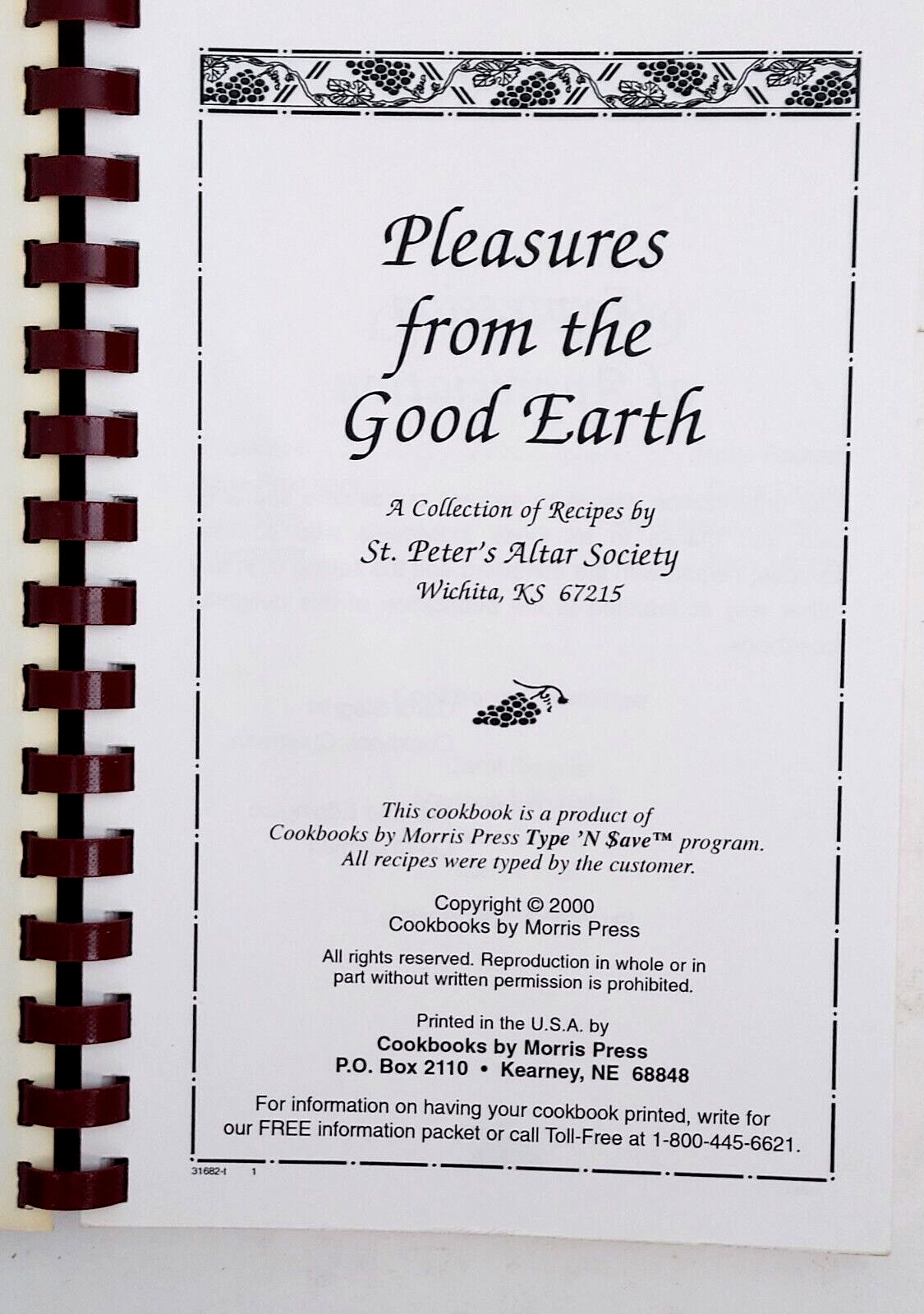 PLEASURES FROM THE GOOD EARTH COOKBOOK ST PETER ‘S CATHOLIC 132 PAGES