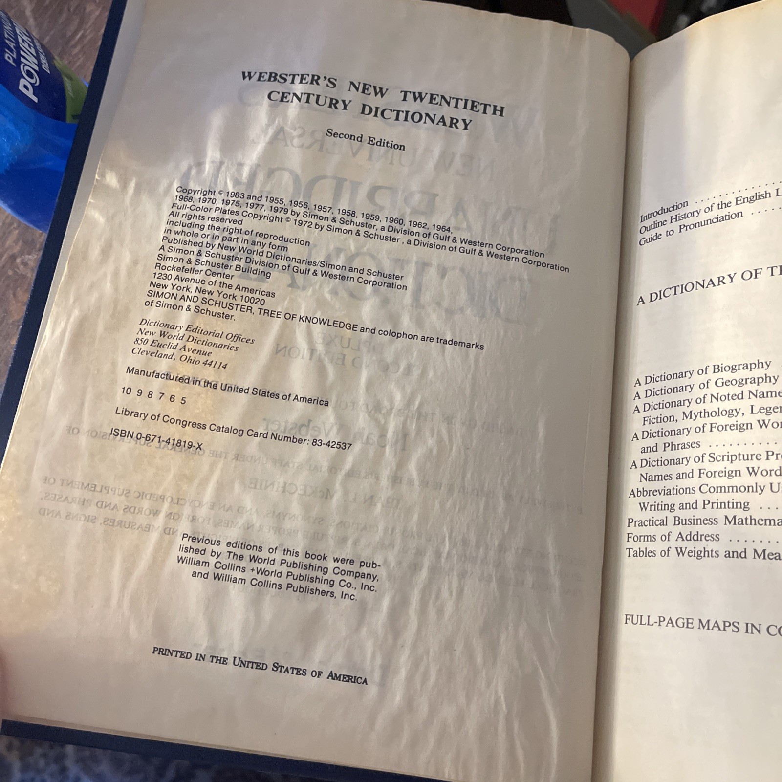 Webster’s New Universal Unabridged Dictionary: Deluxe Second Edition 1979 HC C5