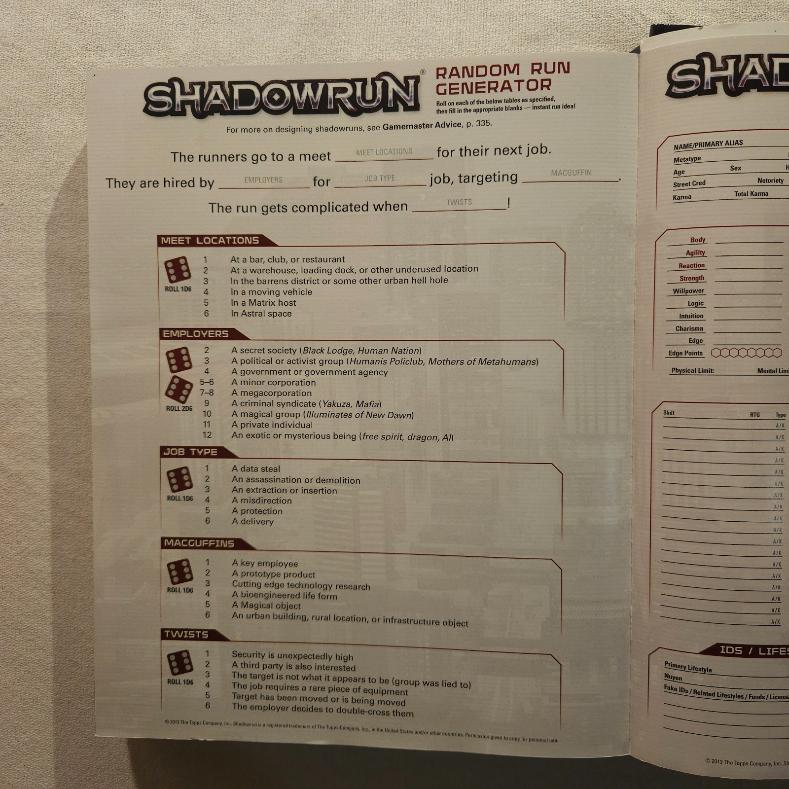 Shadowrun Core Rulebook 5th edition Catalyst Game Labs 2013 Hardcover TTRPG