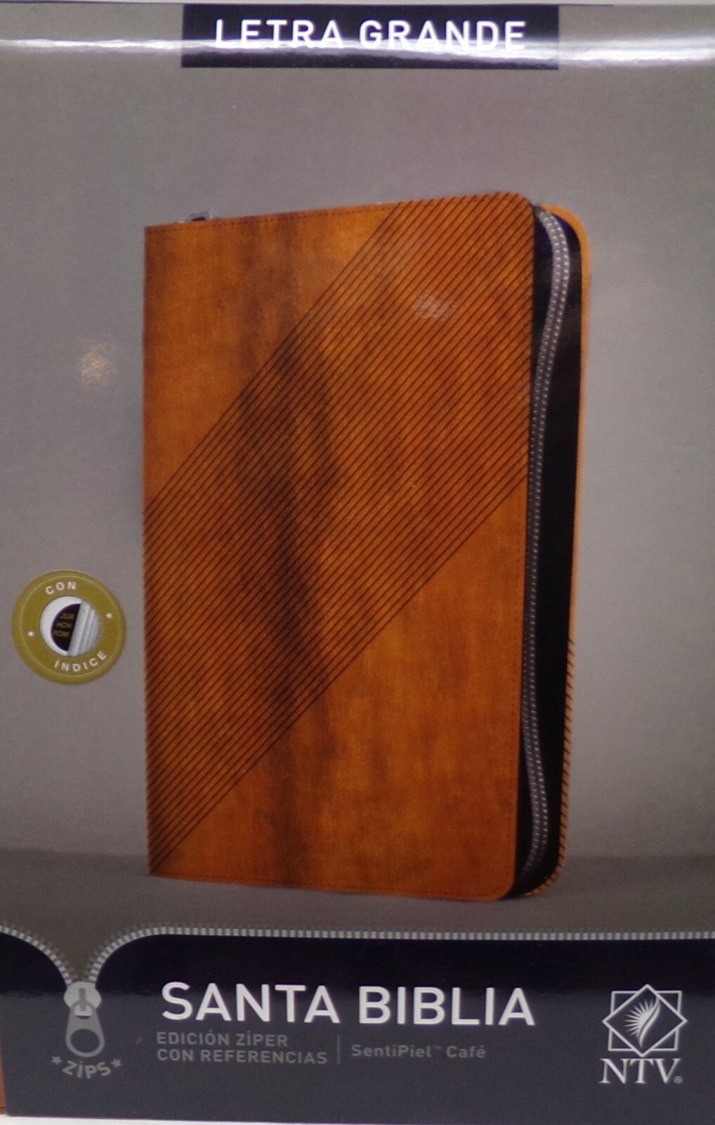 Biblia NTV, Letra 9.5 Ptos Con Indice, Cierre & Referencias , Café *SKU1-4*