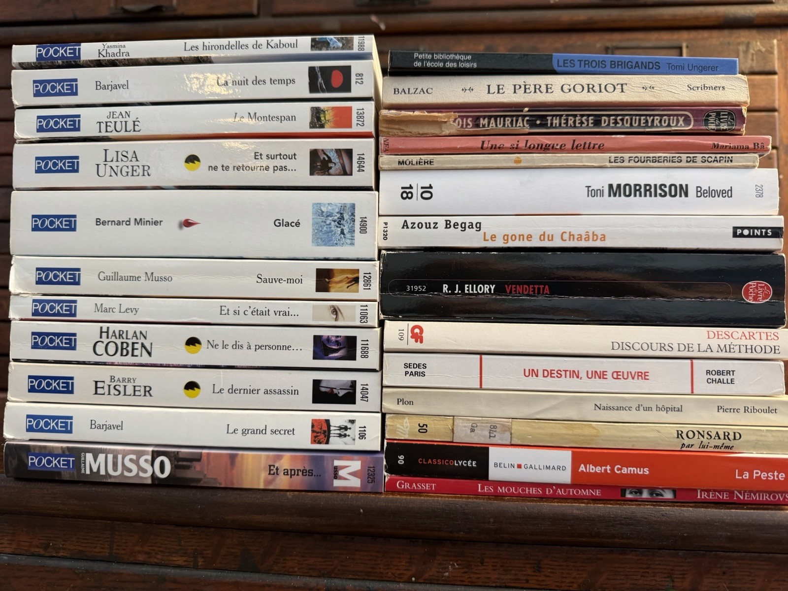 Lot of 25 French Pocket Paperback Books Morrison Ellory Barjavel Descartes Camus