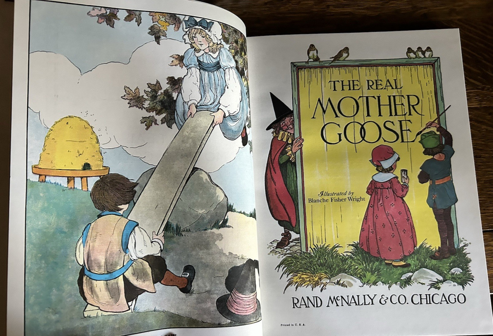 Vintage 1966 The Real Mother Goose Hardcover Nursery Rhymes Book 12×9.25BrandNew