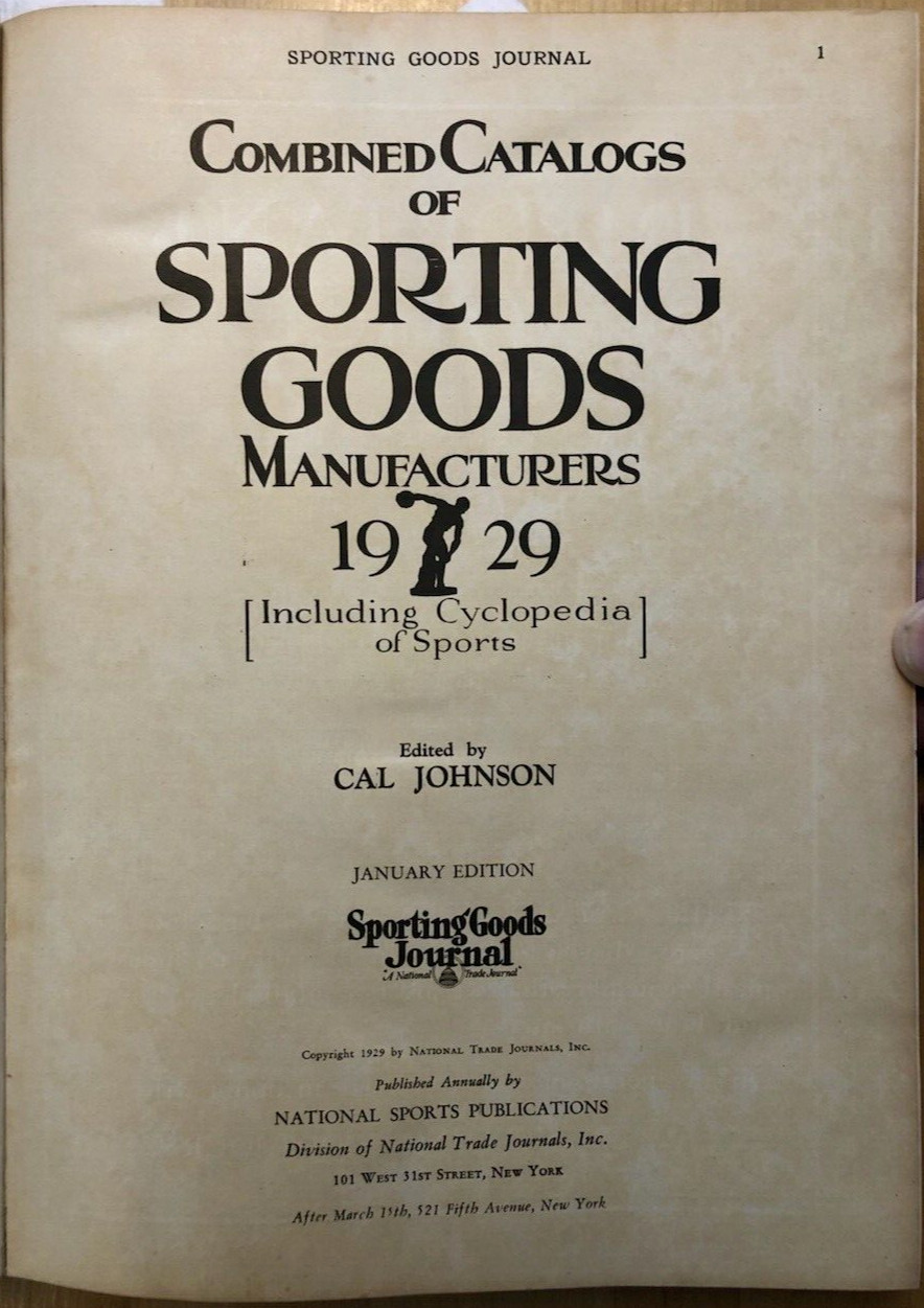 Combined Catalogs of Sporting Goods Manufacturers 1929, illustrated hc 436 pages
