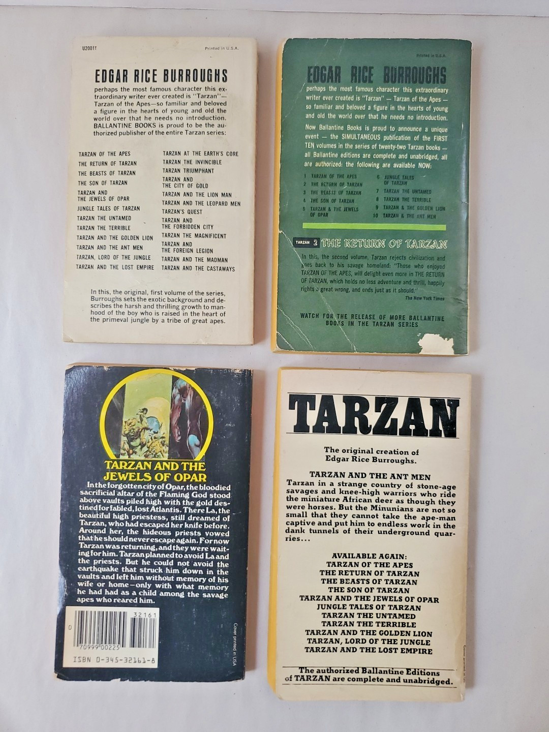 7 Edgar BURROUGHS BB Books, Paperback ~ Tarzan (#1, 2, 5 & 10), Venus & Mars