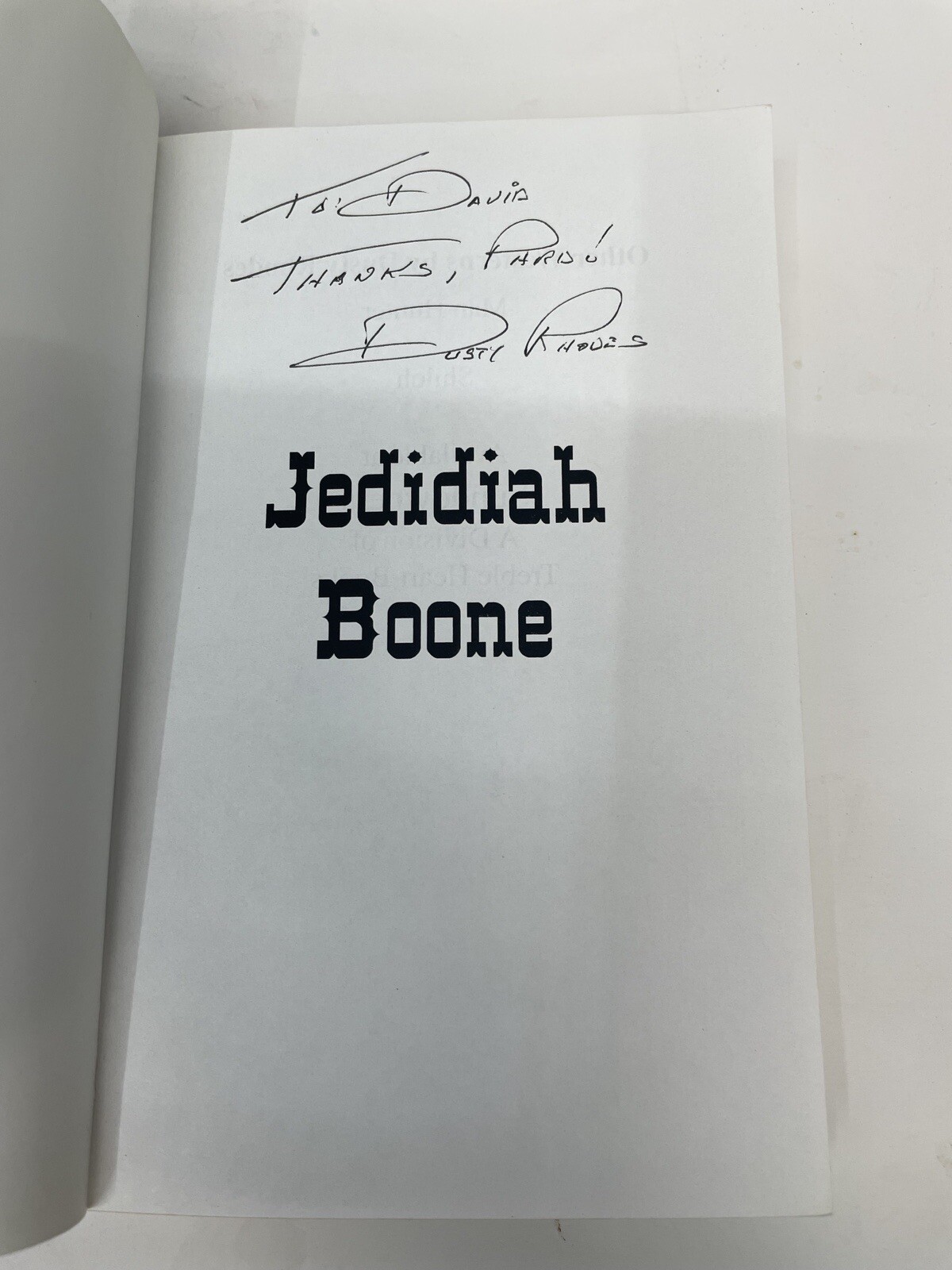 Jedidiah Boone by Dusty Rhodes SIGNED COPY