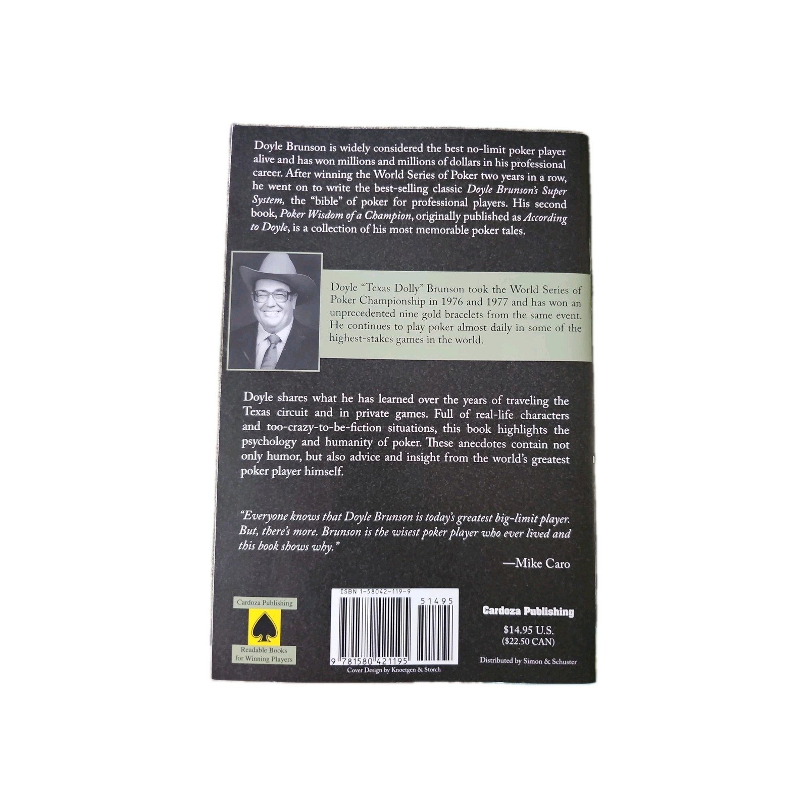 Poker Wisdom of a Champion by Doyle Brunson (2003, Trade Paperback)