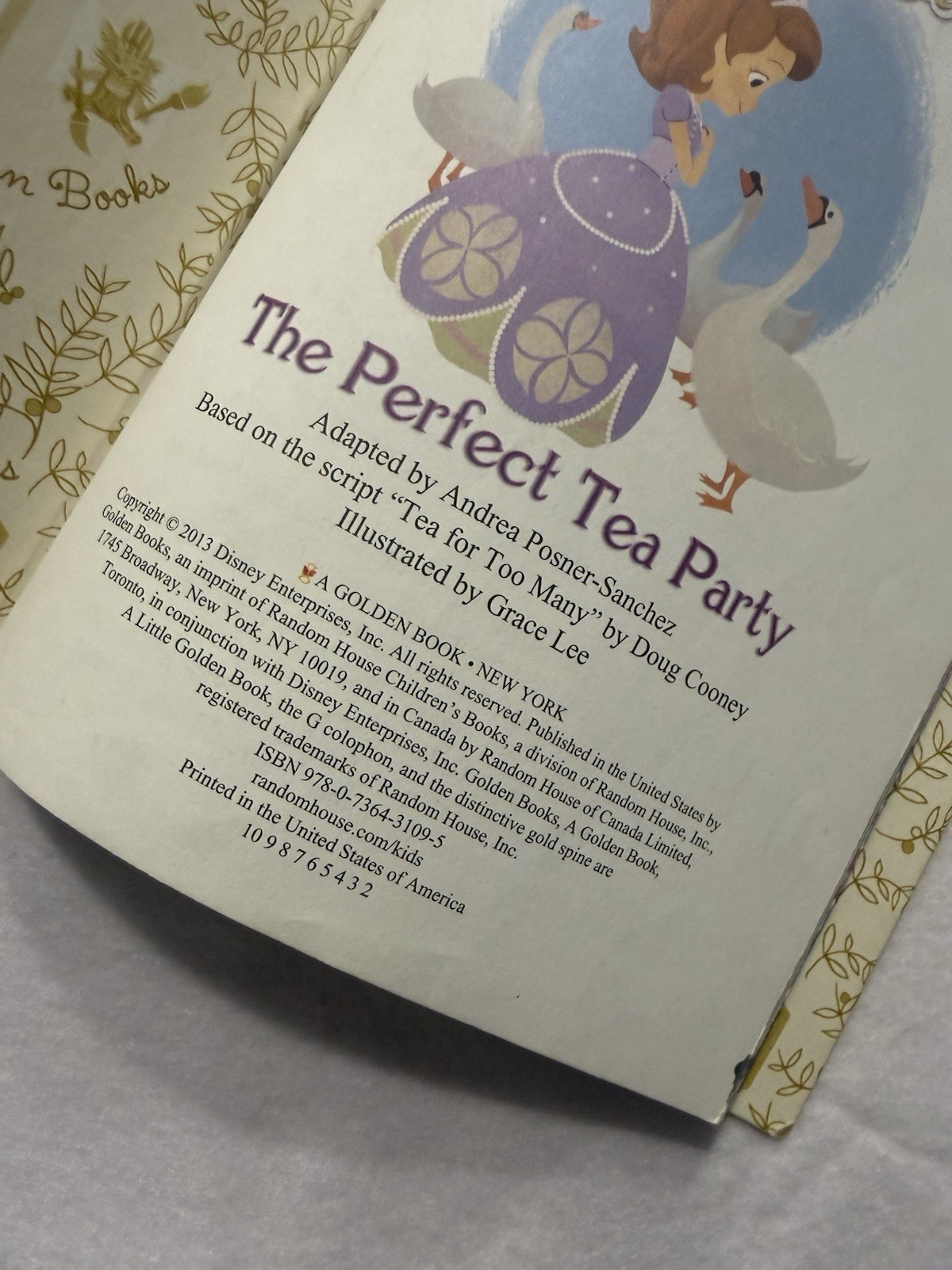 Sofia The First The Perfect Tea Party Little Golden Book 2013 Disney Junior