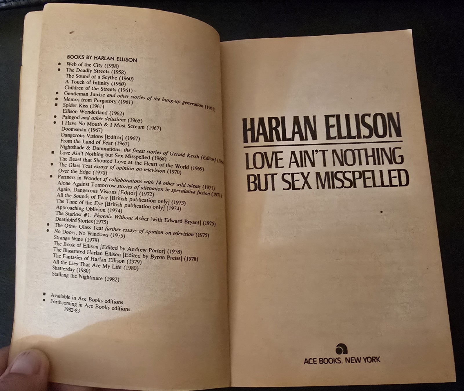 Harlan Ellison LOVE AINT NOTHING BUT SEX MISSPELLED Ace Paperback Barclay Shaw