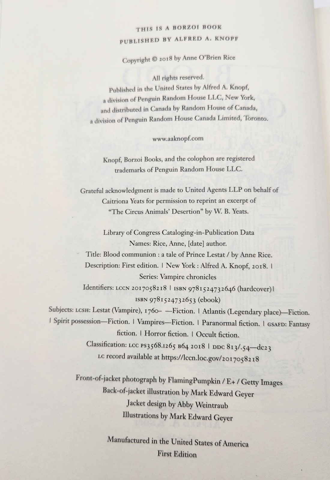 Anne Rice Prince Lestat and the Realms of Atlantis Blood Communion Belinda