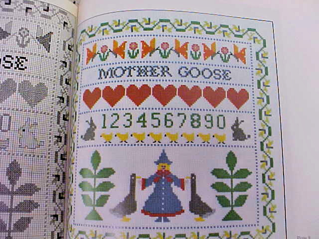 Mother Goose in Stitches 1976 Kathleen Thorne Thomsen 45 Patterns Hard Cover DJ
