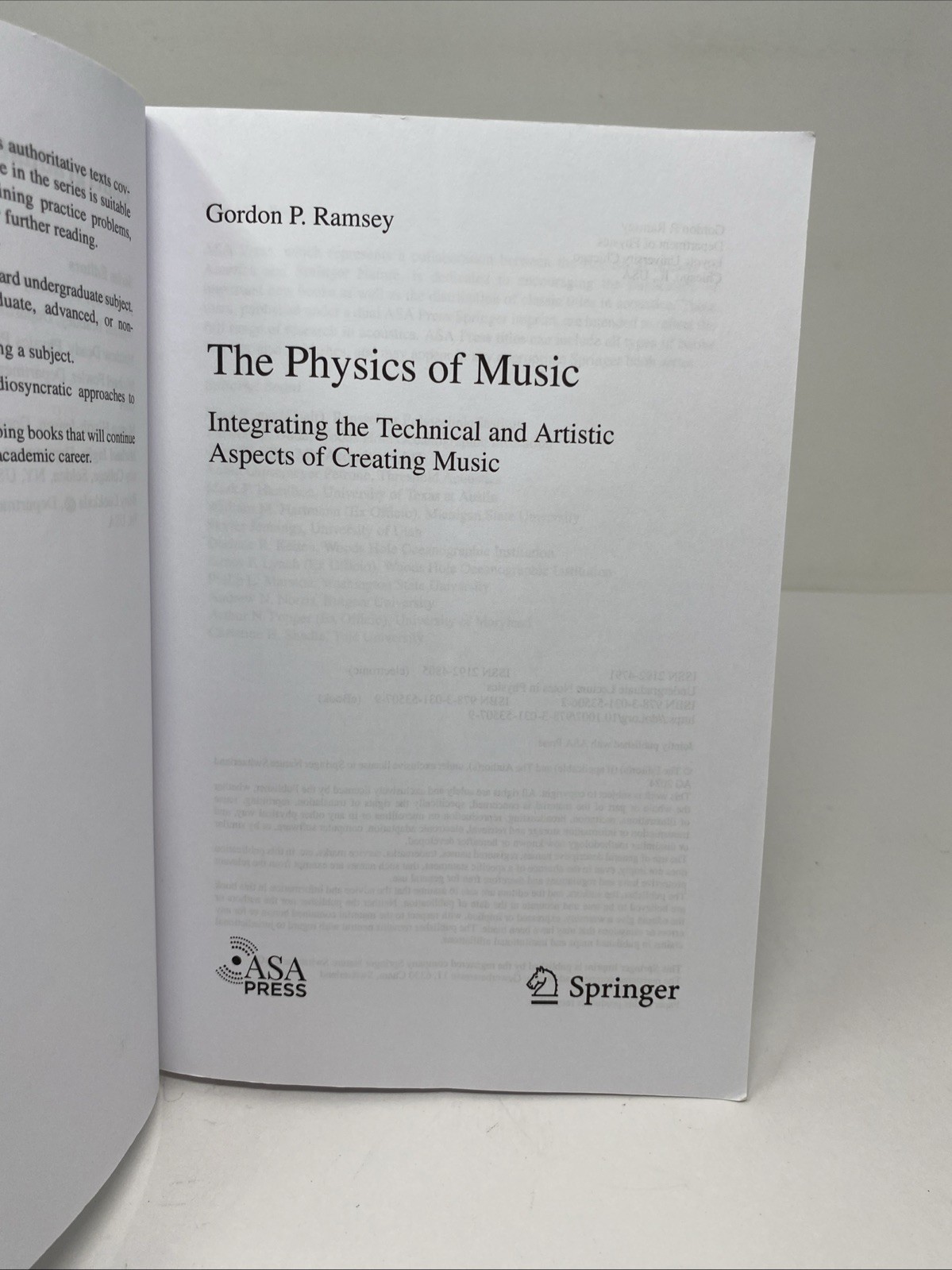 Physics of Music Integrating Technical Artistic Aspects Creating Music Springer
