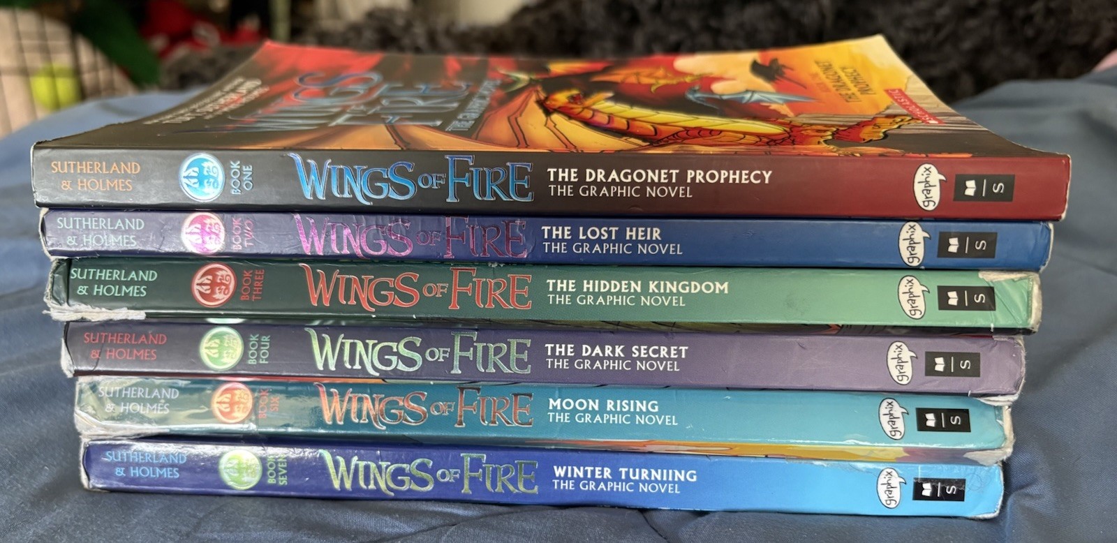6 Wings Of Fire Books Lot Tui T. Sutherland 1,2,3,4,6,7 Graphic Novels Dragonet