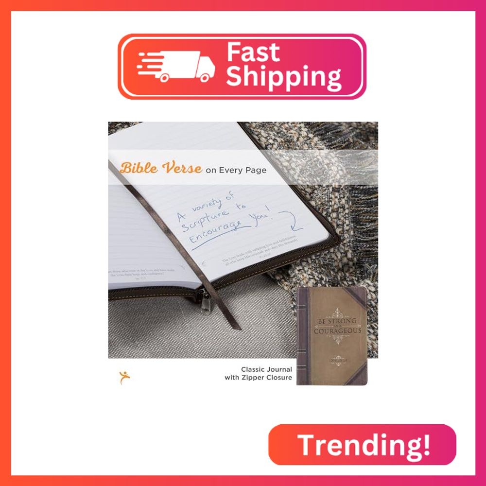 Christian Art Gifts Brown Vegan Leather Zipped Journal, Inspirational Men’s Note