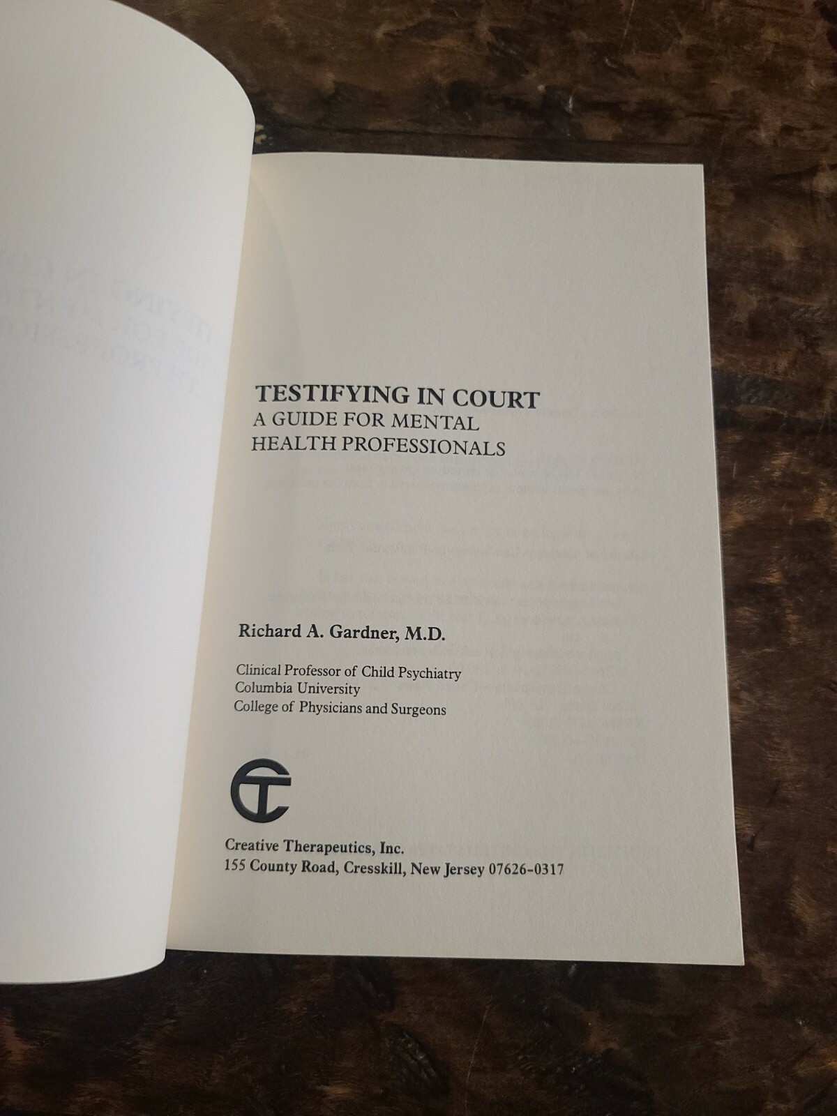 Testifying In Court By Richard A. Gardner, M.D. 1995 1st Ed