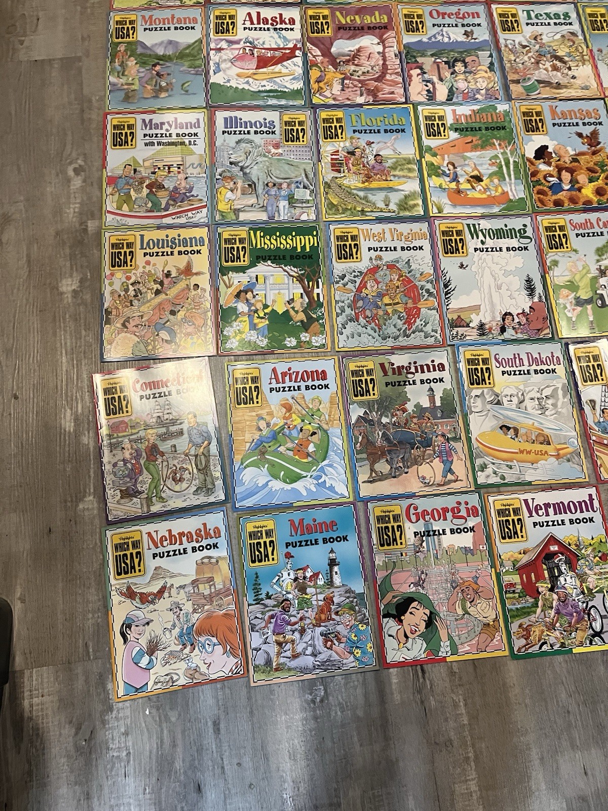 VTG Highlights Which Way USA? 50 State Puzzle Books/Maps Travel Learn Geography