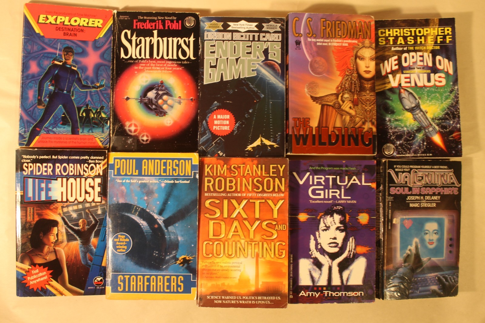 Lot of 10 Science Fiction Books – CS Friedman, Spider Robinson, Pohl, Delaney