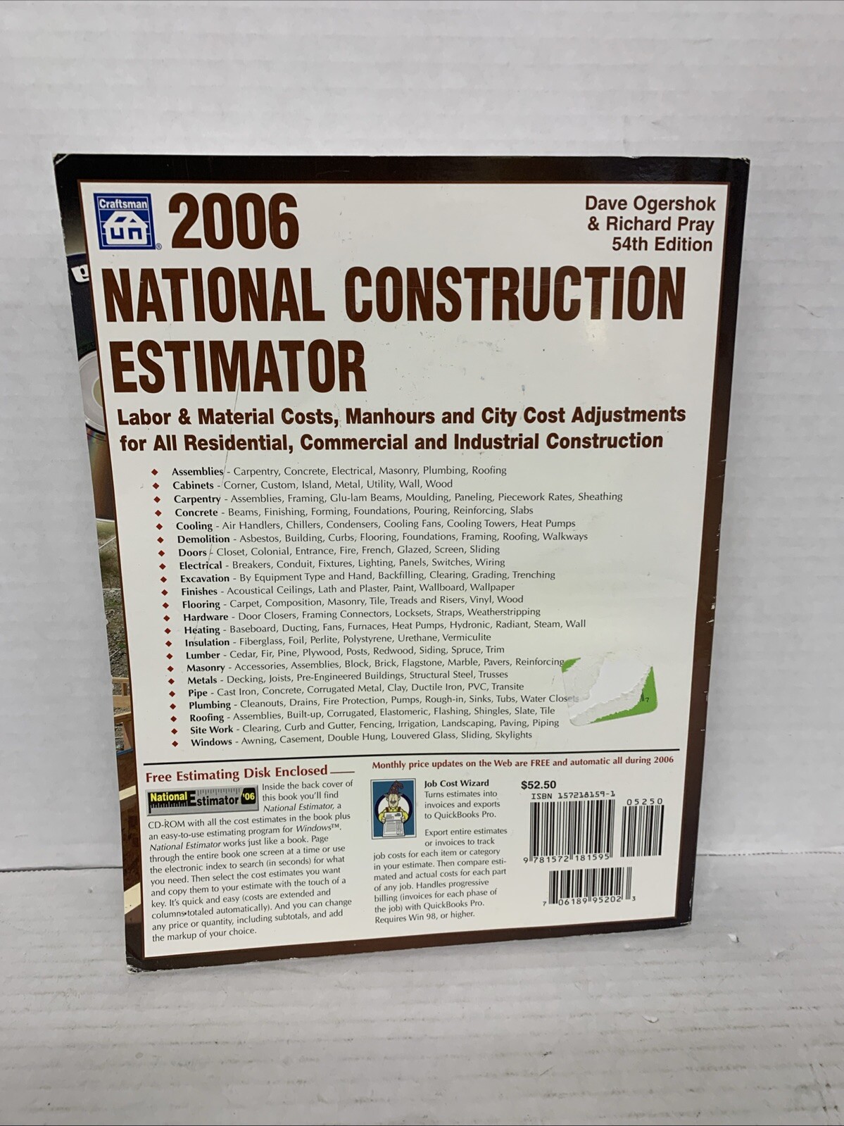 2006 National Construction Estimator – Paperback By Ogershok, Dave – VERY GOOD
