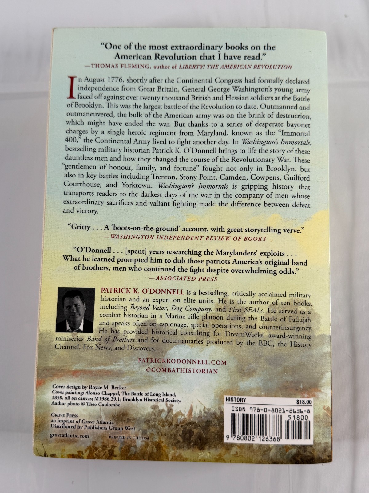Washington’s Immortals by Patrick K. O’Donnell (2017, Trade Paperback)