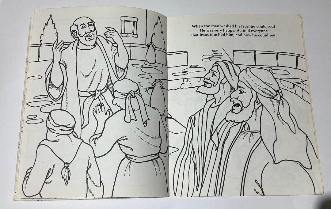 Vintage Life of Jesus Bible Story Coloring Book Warner Press 1988