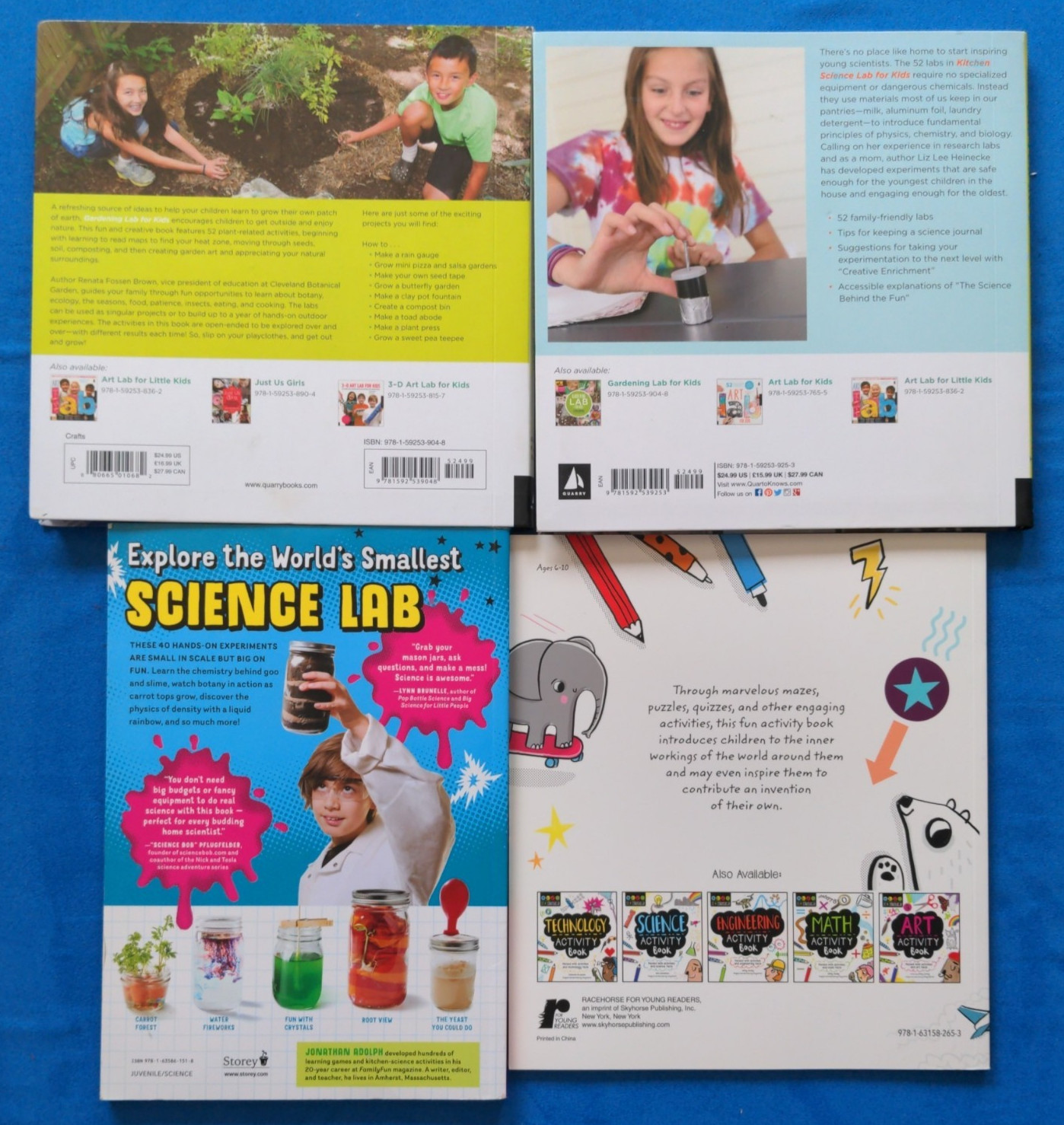 Lot of 4 Kids STEM Experiment Books: Physics, Garden, Kitchen Science, Mason Jar
