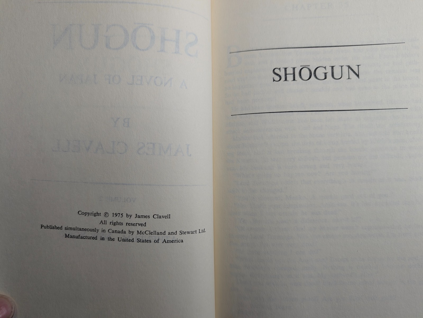 1975 SHOGUN A Novel of Japan James Clavell Hardcover Book Club Vol 2 Vtg Samurai