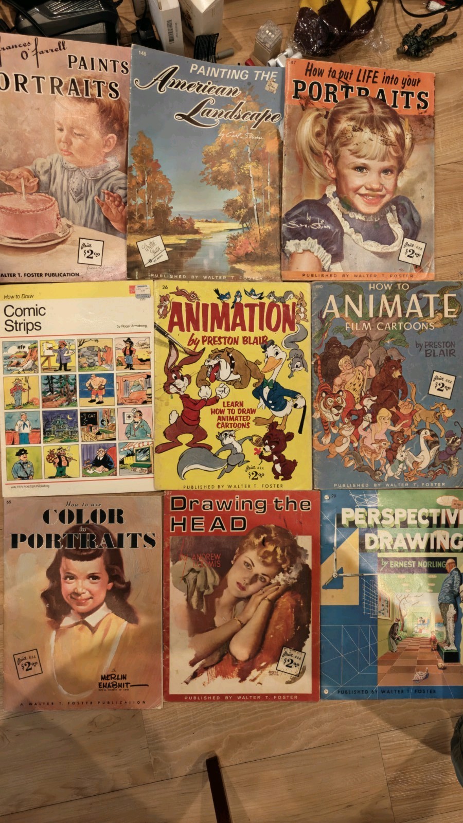 Vintage Lot of 9 WALTER T. FOSTER How To Draw & Paint Instructional Art Books
