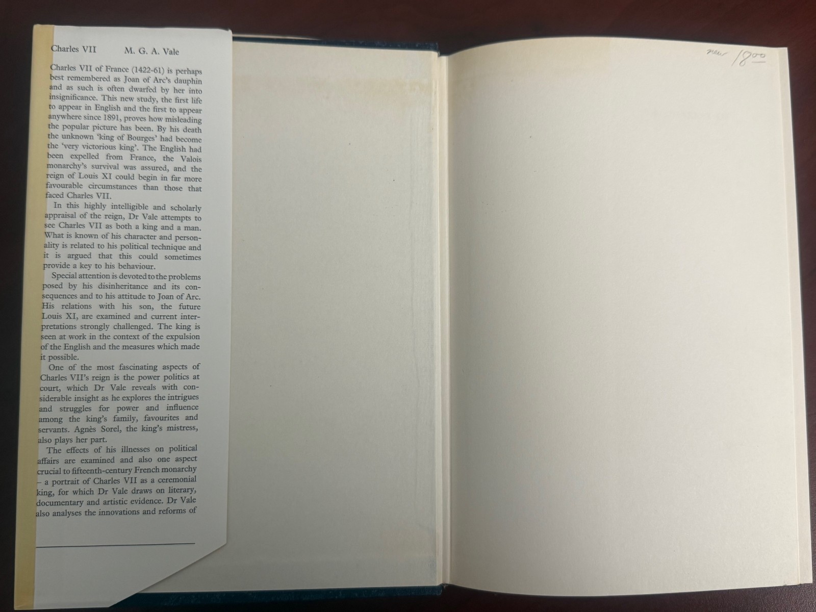 Charles VII 1974 Hardcover with dust jacket 1st Ed by Vale, M. G. A.