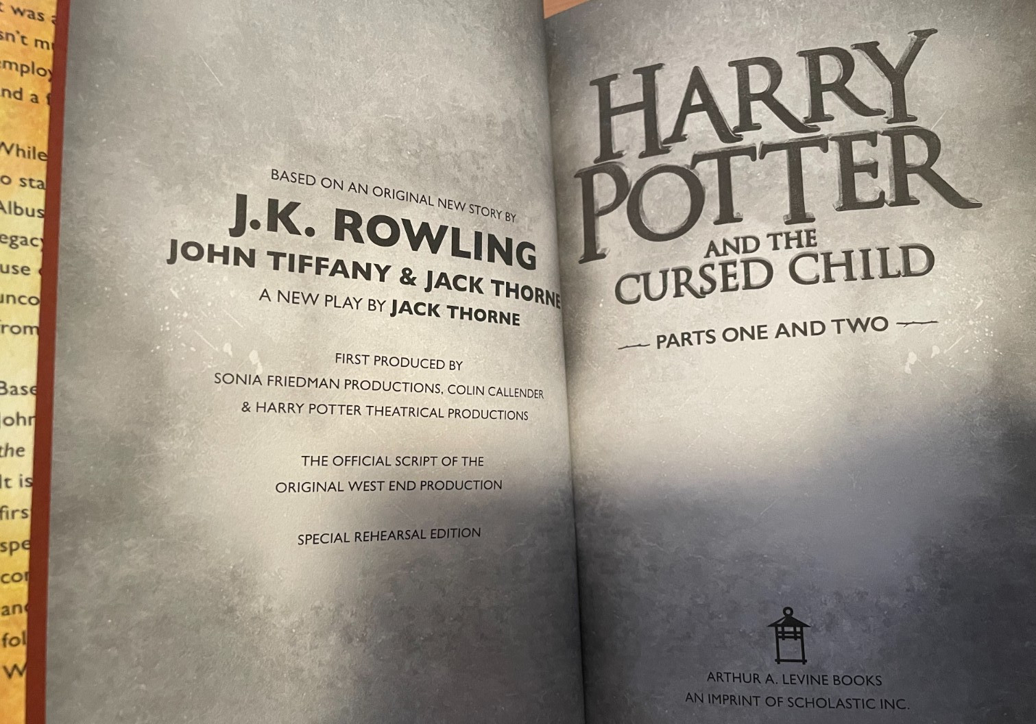 Harry Potter and the Cursed Child Parts One and Two Special Rehearsal Ed. HC NEW
