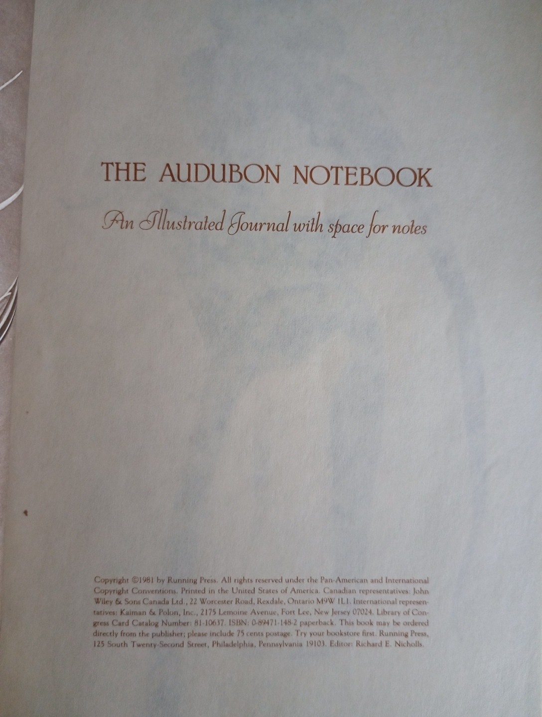 The Audubon Notebook 1981 Illustrated Journal with Space for Notes
