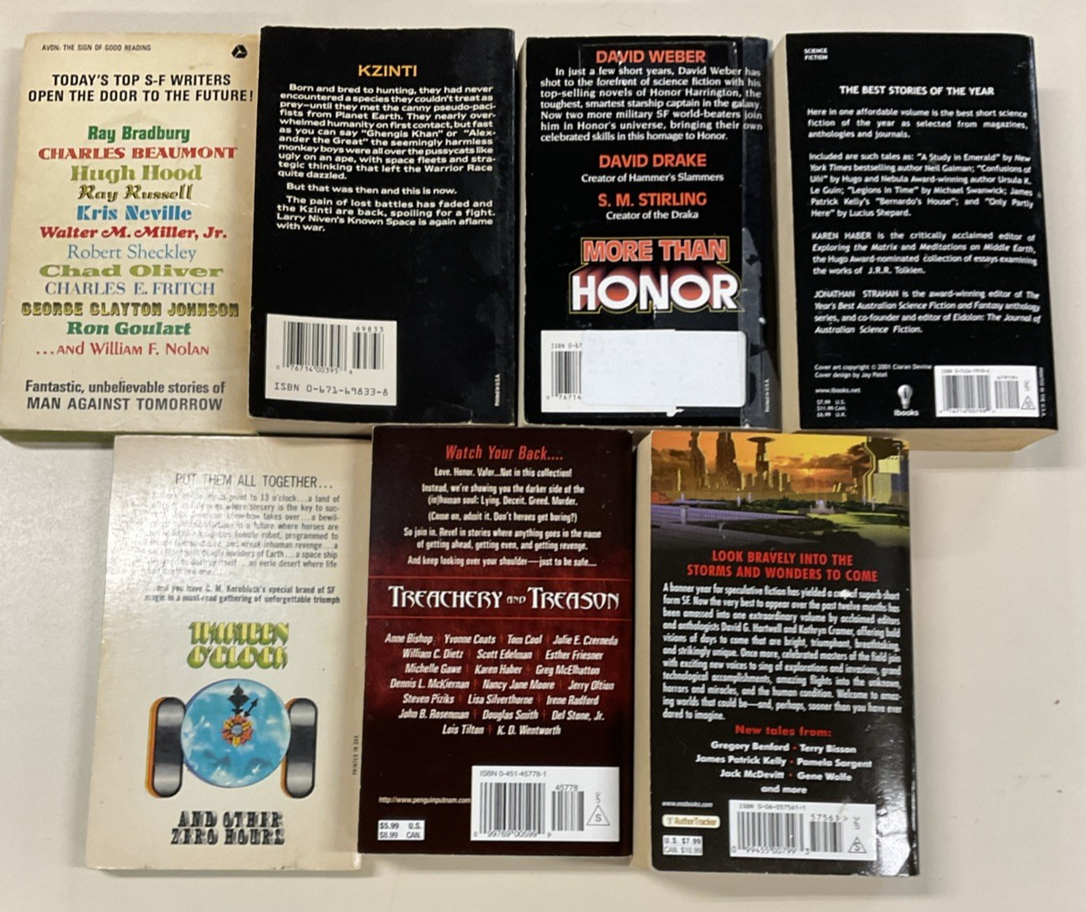 Sci Fi Anthologies PB lot of 14 Drake Pournell Kornbluth Gilman Le Guin & more