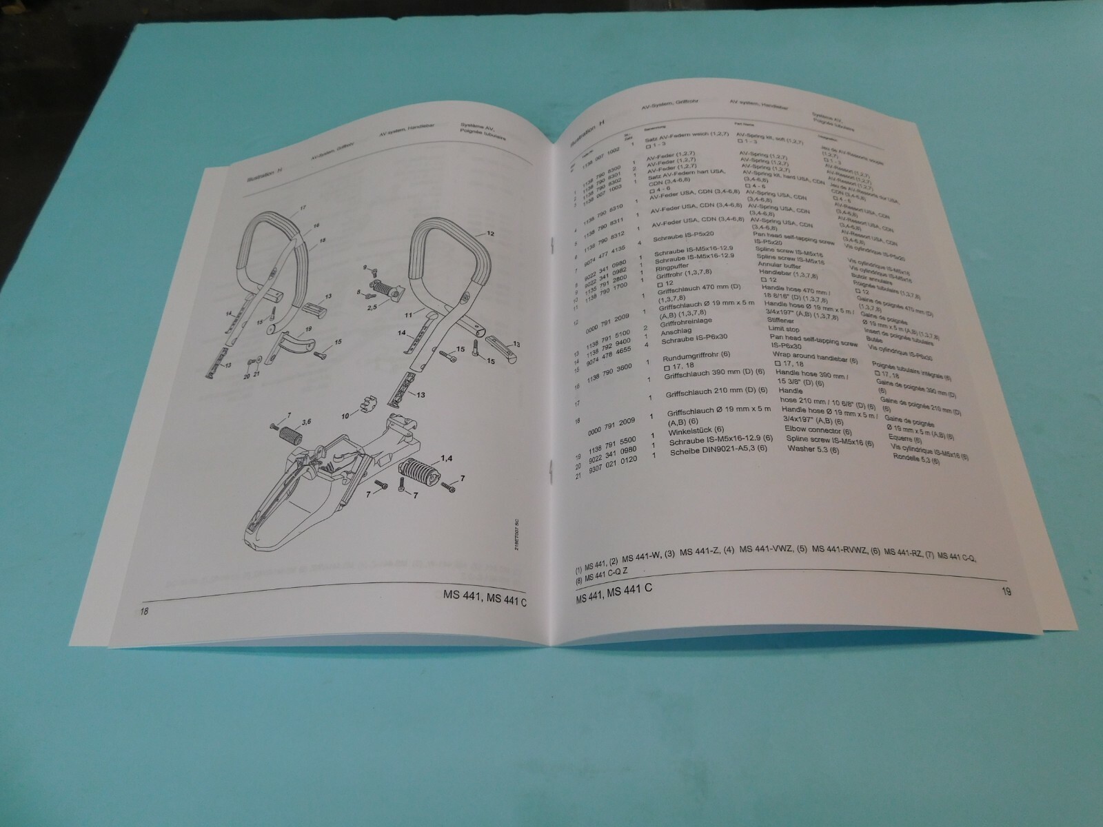 PARTS LIST MANUAL FOR STIHL MS441 CHAINSAW ( 35 PAGES ) ————- MAN55