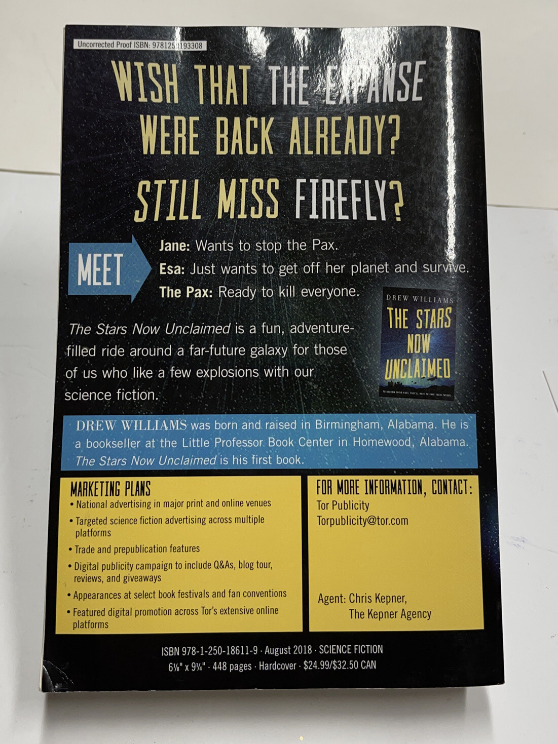 The Stars Now Unclaimed by Drew Williams 2020 uncorrected Advance Reading Copy