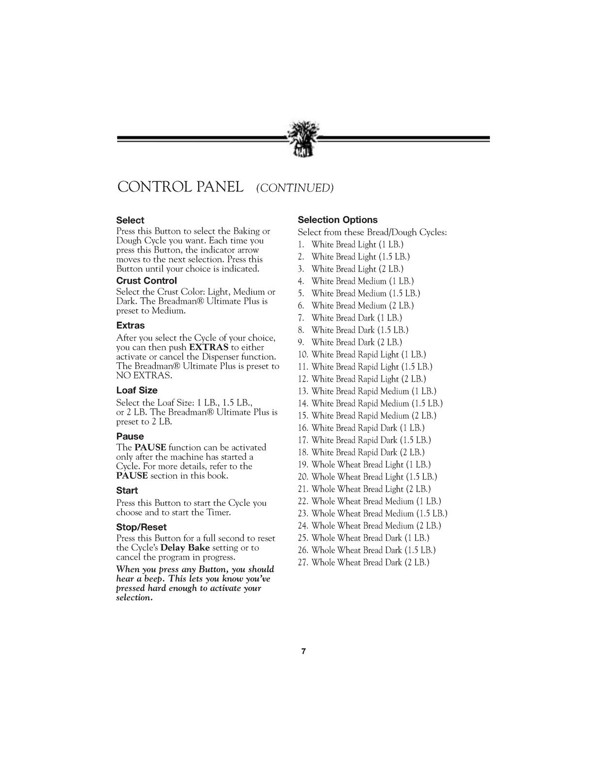 BREADMAN TR2500BC Instruction Manual and Recipes – COIL BOUND – TOUGH COVERING