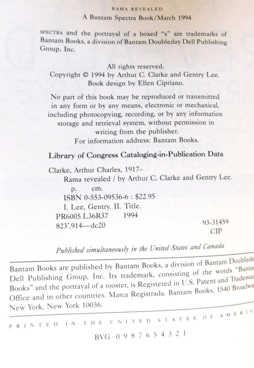 RAMA REVEALED 1st ed 1994 Arthur CLARK & Gentry LEE UNREAD with jacket 466 pages