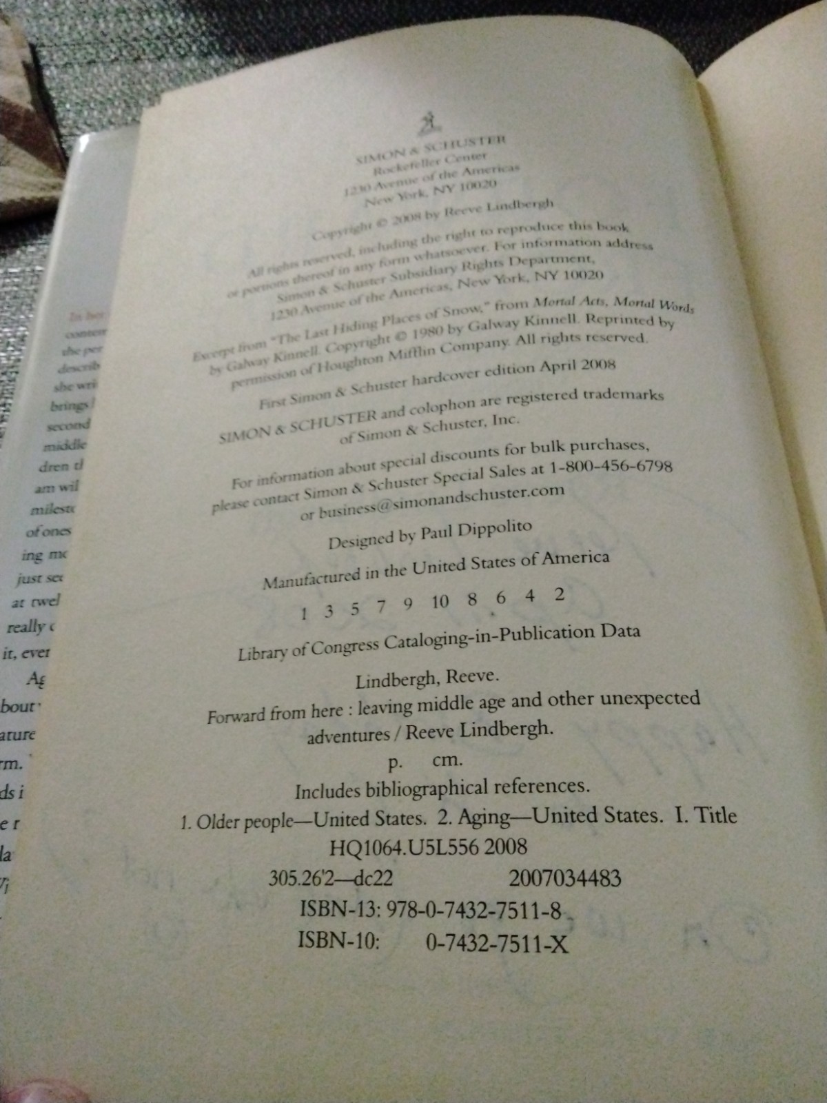 Signed By Reeve Lindbergh -Forward from Here: Leaving Middle Age 1st Print, 2008